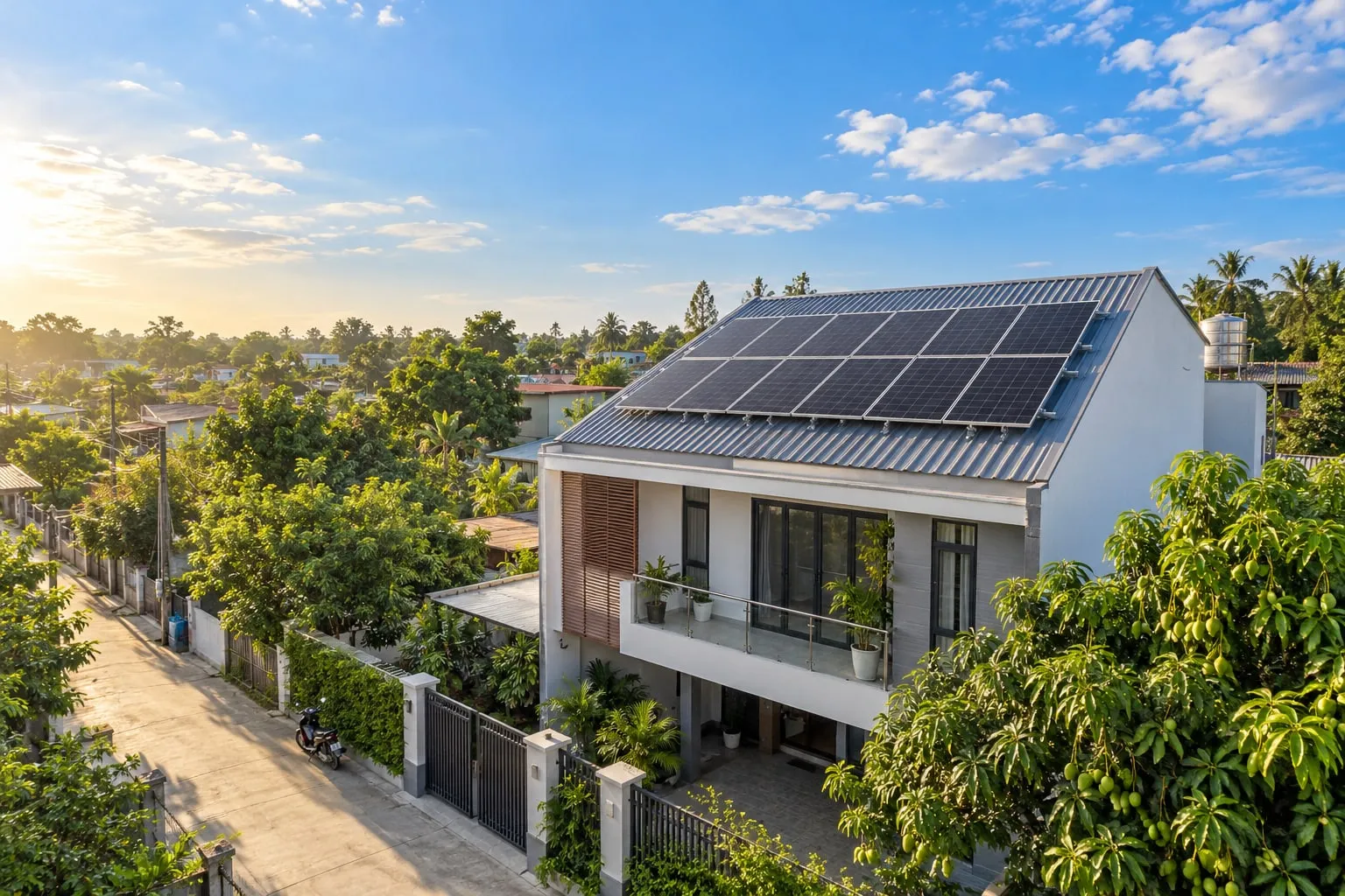 Nhà phố ở Đồng Nai lắp điện mặt trời trên mái tôn